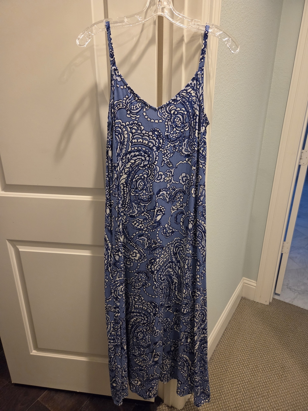 Vince Camuto Blue & White Paisley Maxi Slip Dress